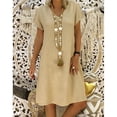thumbnail image 6 of JBXKXYW Summer Dresses for Women 2024 Women Summer Style Feminino Vestido T-Shirt Cotton Casual Plus Size Ladies Dress Women's Dresses Summer Dresses Midi Dress (Khaki,XL), 6 of 6
