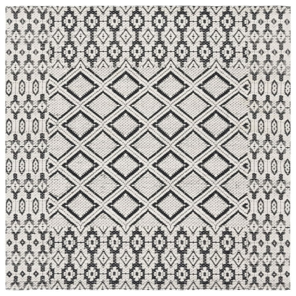 SAFAVIEH Vermont Wayra Trellis Area Rug, Ivory/Black, 6' x 6' Square