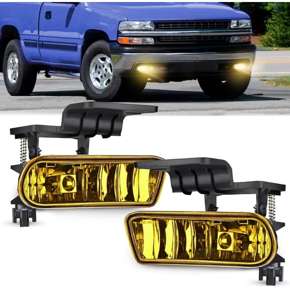 Nilight Fog Light Assembly Compatible with 1999 2000 2001 2002 Chevy Silverado 1500 2500 2001 2002 Chevy Silverado 3500 2000-2006 Chevy Suburban Tahoe Amber Lens