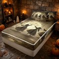 thumbnail image 3 of Erosebridal Spooky Witch Zipper Queen Comforter Set with Fitted Sheet and 2 Pillowcases, Halloween Vintage Moon Zipper Bedding Set for Boys Girls, Sepia Brown, Black Reversible, 3 of 7
