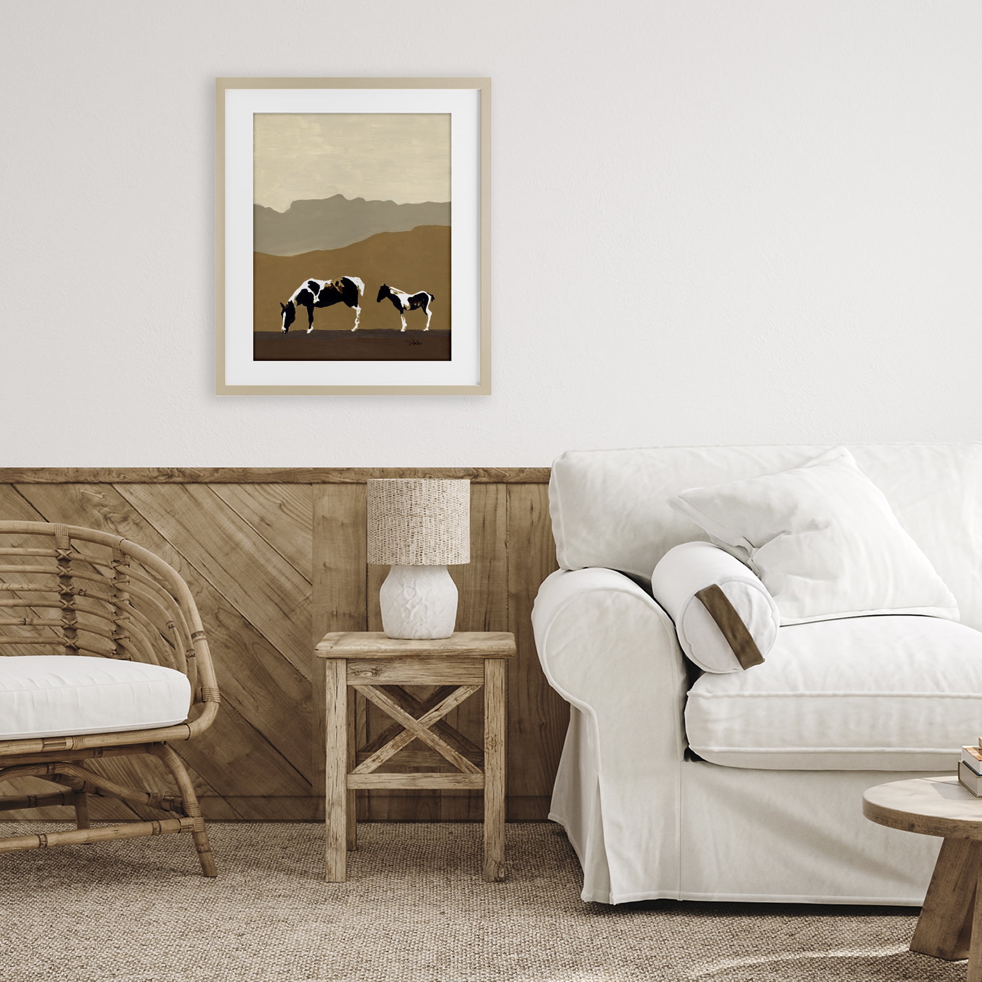 Stupell Industries Modern Mountains Horses Birch Framed Print Under Glass, design by Patricia Pinto
