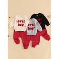 thumbnail image 3 of Jxzom Toddler Baby Boy Valentine's Day Outfit Lover Boy Embroidery Letter Sweatshirt Pullover Tops Jogger Pants Spring Clothes Set, 3 of 8