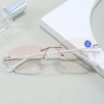 thumbnail image 5 of 2 Pairs of Rimless Anti-Blue Light Reading Glasses Sunglasses for Women Fashion Readers Frameless Gradient Pink Lenses Metal Presbyopia Glasses +1.50, 5 of 6