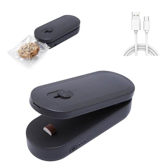 Mini Bag Sealer & Chip Bag Sealer with Cutter, Rechargeable Portable Heat Sealer for Plastic Bags & Snacks – Bag Resealer, Magnetic Handheld 3 Temp Settings Grey