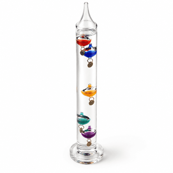 11 Inch Multicolor Galileo Glass, Indoor Outdoor Decor, 64Β°F to 80Β°F Range