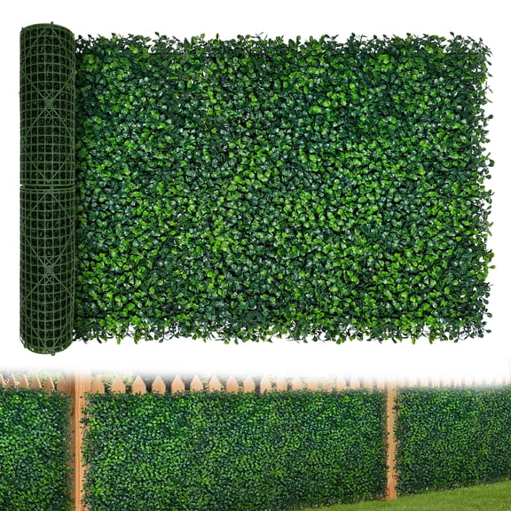 ODTORY Artificial Boxwood Roll,40x120 in(33.3 sqft) UV-Anti Faux Ivy Grass Wall Backdrop for Balcony Privacy, Fake Grennery Wall Decor for Garden, Patio, Backyard