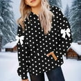 thumbnail image 5 of MKOSPLRT 4-14 Years Girls Polka Dot Print Hoodie Long Sleeve Fleece Lined Casual Pullover with Pockets, 5 of 6