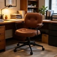 thumbnail image 4 of Silla De Oficina De Respaldo Medio Sillas De Escritorio Giratorias Y Ajustables con Reposabrazos Silla De Trabajo para Ordenador De Estilo Vintage En Piel con Respaldo Reforzado，（Brown）, 4 of 7
