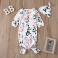 thumbnail image 6 of WIBACKER Baby Girls Boys Nightgowns Milk Silk Sleeper Bag Newborn Coming Home Outfits Floral Knotted Gown with Hat, 6 of 10