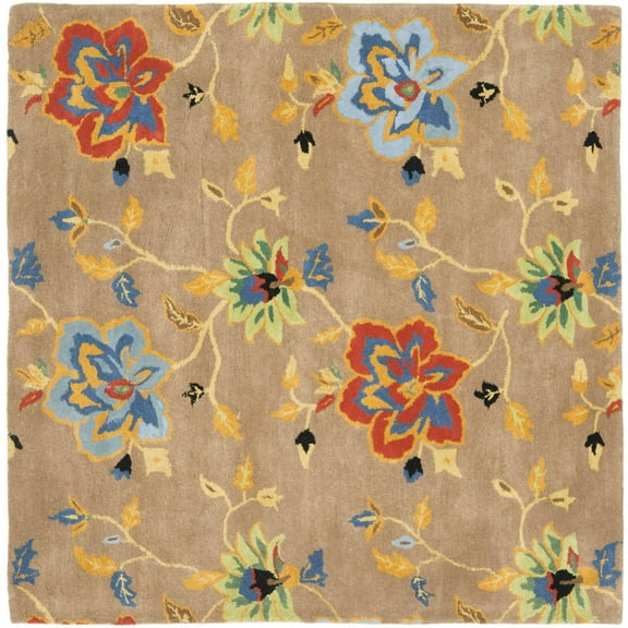 SAFAVIEH Soho Vernon Floral Wool Area Rug, Brown/Multi, 6' x 6' Square