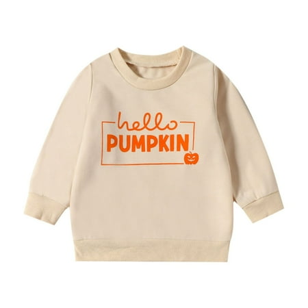 

REDARER Creative Cute Kids Clothes Baby Boy Girl Halloween Long Sleeve Letter Pumpkin Printed Hoodies Sweatshirt Sweatsuit Pullover Fall Clothes Orange 18-24 Months