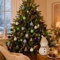 thumbnail image 2 of 49 Pcs Multi Color Velvet Flocked Christmas Ball Ornaments, Plastic Xmas Tree Hanging Decorations, Festive Holiday Party Home Christmas Tree Decor, 1.18 Inch, 2 of 8