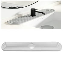 Faucet Mat for Kitchen Sink - Diatomite Stone Sink Tray, Sink Faucet Mat Splash Guard, Faucet Mat for Bathroom Sink Oval (Light gray, Large)