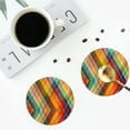 thumbnail image 5 of Bingfone Vintage Abstract Watercolors Tartan Leather Drinks Coasters With Set Of 6,Suitable For Home Kitchen,Coffee Cup Coasters Home Gift, 5 of 9
