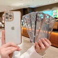 thumbnail image 5 of Compatible with iPhone 14 Pro Max Case with Luxury Bling Diamond Camera Lens Protector,Cute Luxury Glitter Plating Rhinestones Soft Bumper Design Clear Phone Case for Women Girls (Black), 5 of 11