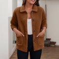 thumbnail image 5 of adviicd Women's Fuzzy Sherpa Fleece Button Up Jacket - Long Sleeve Winter Warm Outwear with Pockets (Coffee, S), 5 of 7