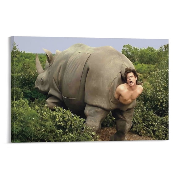 Humor Ace Ventura Rhino Movie Poster - Funny Bathroom Decor Art Canvas Painting Picture Print Wall Art Poster Painting Canvas Posters Artworks Gift Room Aesthetic 12x18inch(30x45cm)