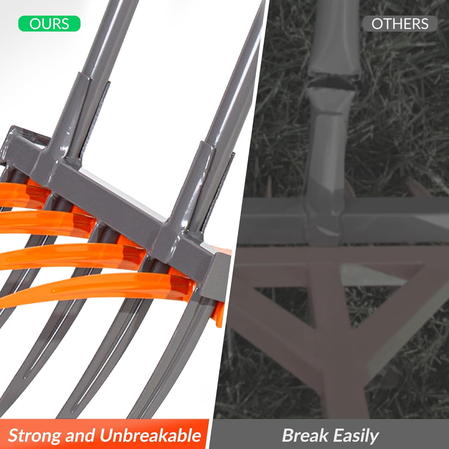 Walensee Broad Fork Tool, Cultivator Tiller Manual Hand Tiller with 9 Tines for Digging and Crushing Soil, 2-in-1 Garden Pitchfork with Sturable U-Shaped Handle for Composting, Spading and Farming