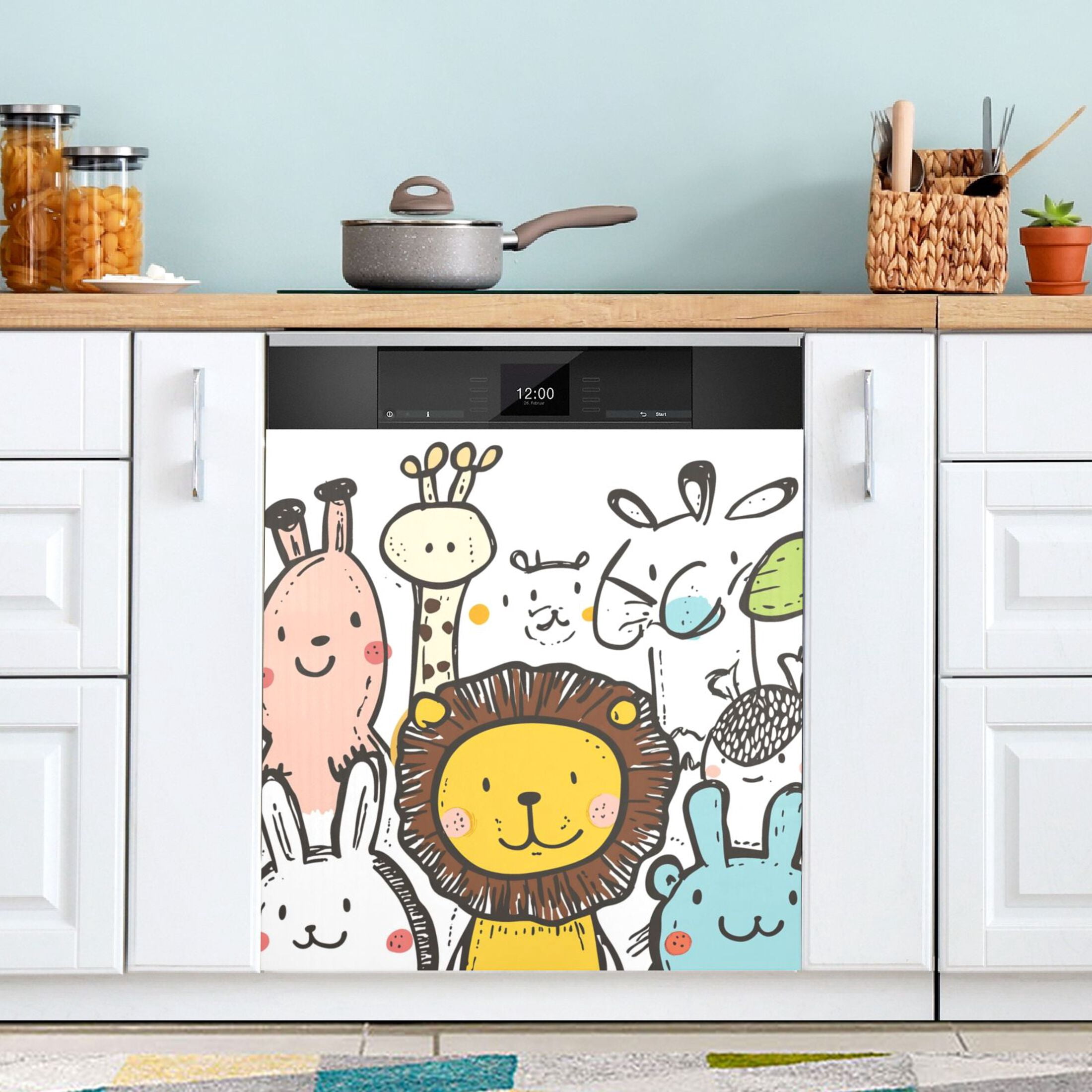 Dishwasher Magnetic Sticker 23x26 Inch Refrigerator Magnetic Sticker Washing Machine Magnetic Sticker Kitchen Panel Magnetic Sticker Home Decor Super Cute Little Lion