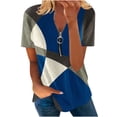 thumbnail image 1 of Blusa informal elegante de manga corta con cremallera y cuello redondo para mujer OAVQHLG3B Store lin121212, 1 of 5