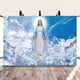 thumbnail image 1 of Dashan Fondo De Poliéster De 5.9 X 3.9 Ft, Dios Bendiga A La Virgen María Y El Ángel, Telón De Fondo Del Cielo, Primera Comunión, Bautismo, Pascua, Cristiano, Para Fotografía De Iglesia, Fondo De Jesú, 1 of 1