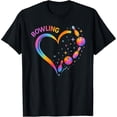 thumbnail image 2 of 100% Cotton Unisex Bowling Heart Colorful Bowling Pin Lovers Bowler Women Girls T-Shirt, 2 of 5