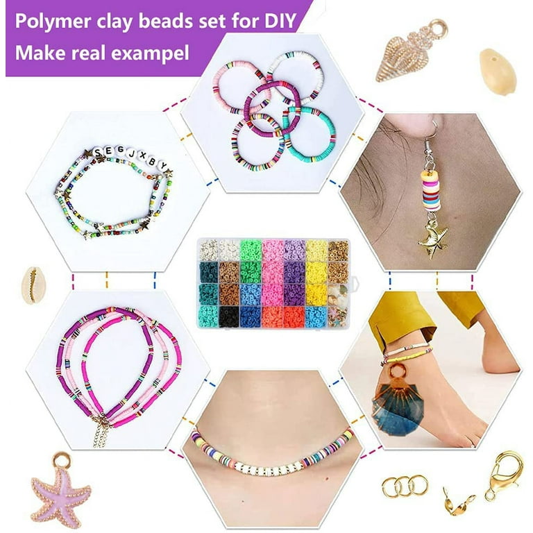Feildoo Clay Bead Jewelry Making Set Flat Black Stone Beads Diy Art And  Craft Set Girl'S Gift 6 Mm ,24 Grids Clay Beads Set 
