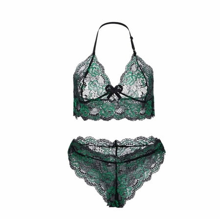 Bras With Sewn In Pads Sports Bra That Separates s Women Sexy Sheer Floral Lace Pajamas Lingerie Set High Waist Sleepwear Bra And Panty 2 Piece Nightwear S XXL