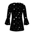 thumbnail image 5 of VKOYWKM Tunic Tops for Women Valentine's Day Shirts 3/4 Bell Sleeve Button V Neck Henley Shirt Cute Love Heart Print Pleated Empire Waist Tunic Blouses, 5 of 6