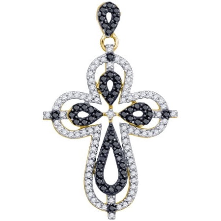 10K Yellow Gold 0.55ctw Fancy Sleek Pave Diamond Fashion Decorated Pendant
