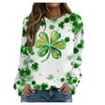 thumbnail image 2 of BLVB St. Patrick's Day Sweatshirts for Women Shamrock Shirt Clover Printed Pullover Casual Loose Long Sleeve Tops Gifts, 2 of 5