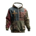thumbnail image 2 of SYMOID Men's American Flag Cross Camo Pullover Hoodie - Army Green, Size XS, 100% Polyester Quick Dry with Drawstring Hood & Kangaroo Pocket, 2 of 3