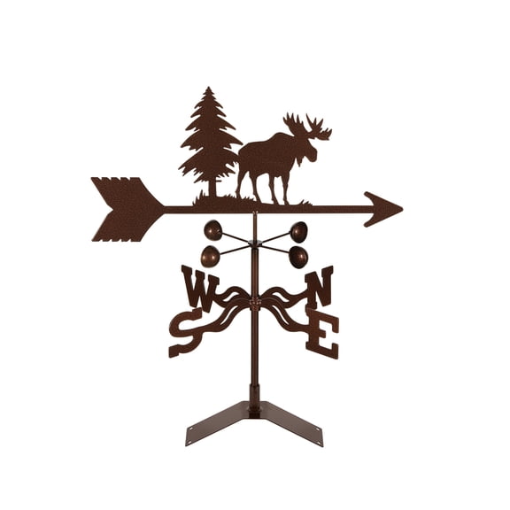 EZ Vane Moose Weathervane — Roof Mount, Wind Cups, Antique Copper Finish, Steel with Durable Triple Powder Coating, Handcrafted in USA