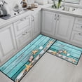 thumbnail image 3 of Rustic Starfish Shells Kitchen Rugs and Mats Non Skid Washable Set of 2, Turquoise Wooden Planks Kitchen Mats for Floor, Tropical Beach Kitchen Runner Rug, Summer Kitchen Decor, 3 of 6