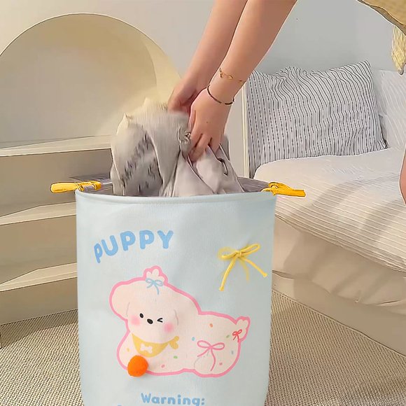 Cesto de ropa sucia plegable con asas, cesta de almacenamiento para baño, dormitorio y hogar, cesta de tela ligera y portátil.