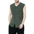 thumbnail image 2 of XFHLMJFF Mens Button Down Casual Shirts Summer Beach Trendy Fashion Spring Sleeveless O Neck Solid Color Top Bottoming Lightweight Blouse, 2 of 5