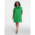 thumbnail image 2 of Time and Tru Women's Seamed Mini Dress with Short Sleeves, Sizes XS-XXXL, 2 of 6