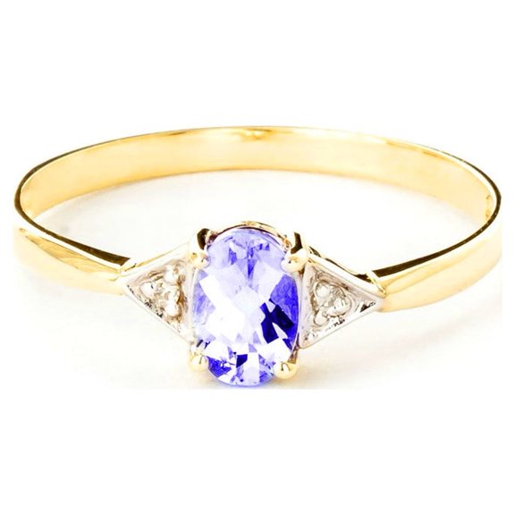 Galaxy Gold 14K Yellow Gold Tanzanite and Diamonds Ring - December Birthstone - Communication & Serenity - Sizes 5.5 to 11 - Fine Jewelry for Women