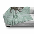 thumbnail image 3 of Dog Lover Soft Flannel Fleece Throw Blanket, Hand Drawn Detailed Pet Animal with Paw Prints Background and Bone, Cozy Plush for Indoor and Outdoor Use, 70" x 90", Pale Blue Brown, by Ambesonne, 3 of 6