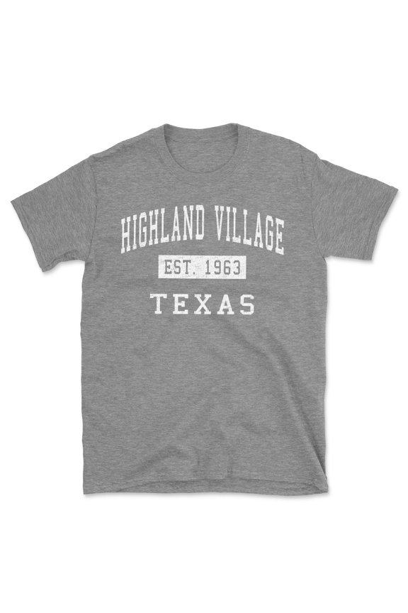 Highland Village Texas Classic Established Men's Cotton T-Shirt