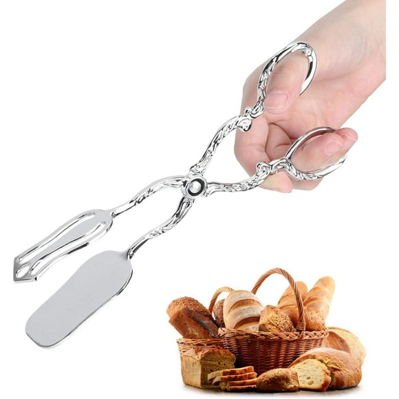 Vintage Zinc Alloy Food Tongs Retro Bread BBQ Salad Serving Tongs