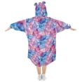 thumbnail image 2 of FORMRS Wearable Blanket Hoodie with Sleeves for Kids Cozy Flannel Sweatshirt, Watercolor Blue Marble Pattern, 2 of 7