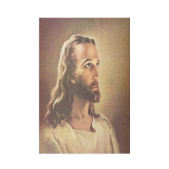 AIOE Warner Sallman Head of Christ Jesus Poster Canvas Picture Printing Wall Art Decoration Posters Aesthetic Living Room Bedroom Home Decor Unframed: 16x24in