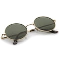thumbnail image 4 of Classic Lightweight Slim Arms Neutral Colored Flat Lens Oval Sunglasses 50mm (Gold / Green), 4 of 4