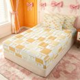 thumbnail image 2 of Erosebridal Kawaii Checker Bow Zipper Queen Comforter Set with Fitted Sheet and 2 Pillowcases for Girls, Yellow Grid Ribbon Zipper Bedding Set, Gray Reversible, 4-Piece, 2 of 7