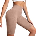 thumbnail image 6 of Women's High Waist Seamless Yoga Shorts, Control Lifting Fitness Shorts,Khaki,XXXXL, 6 of 8