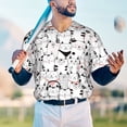 thumbnail image 5 of Zufioo Cute Cat Print Men's Baseball Short Sleeve, Moisture Wicking Button-Down Hip Hop Tee-Small, 5 of 7