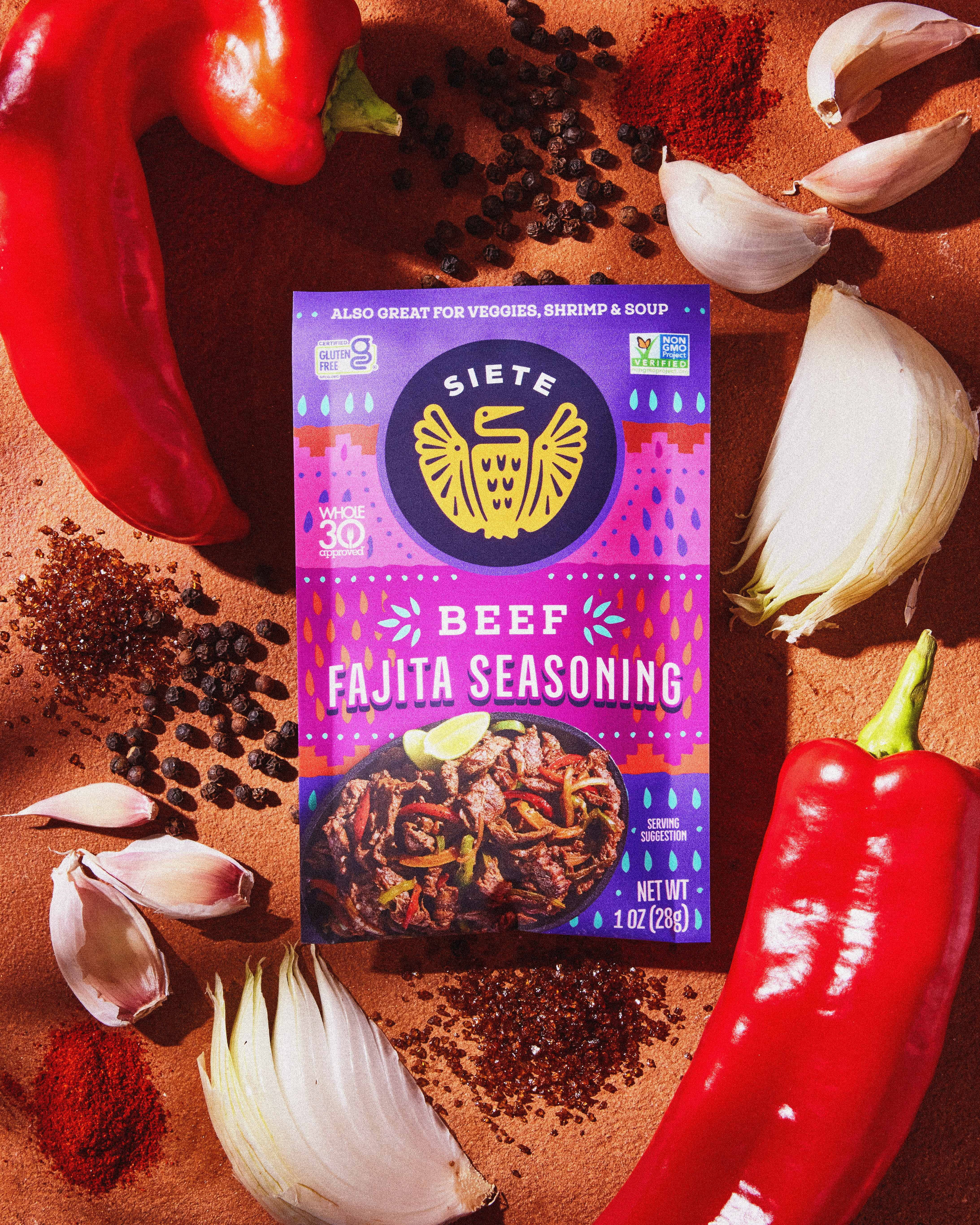 (12 pack) Siete Family Foods Beef Fajita Seasoning, 1oz packet