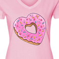 thumbnail image 4 of Inktastic Heart Shaped Donut with Pink Icing and Sprinkles Women's V-Neck T-Shirt, 4 of 5