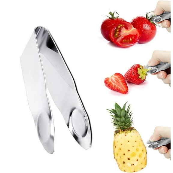 NOGIS 1pcs Strawberry Huller Fruit stalk Remover Picker Stainless Steel Tomato Corer Tweezers Metal Slicer Kitchen Gadgets for Pineapple Eye Potatoes Carrots